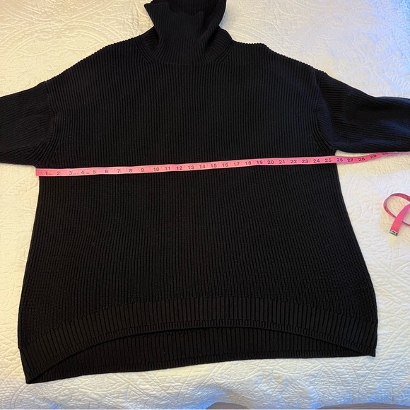 J. Crew Women’s Ribbed cotton-blend relaxed turtleneck sweater XL Black NWT - Picture 6 of 9